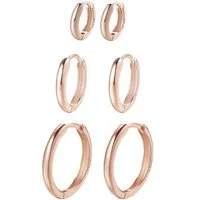 Hey Happiness Creolen-Set Layer Basic, Klein Mittel Groß Silber Ohrringe Set, 6er Set Stacking Ohrringe Damen Silber 925, vergoldet
