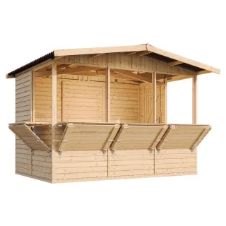 Timbela Marktbude, Beige, Holz, 336x232x263 cm, Aufbewahrung & Schutzhüllen, Geräteschuppen