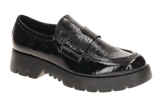 H?gl 2425 FINN Damen Slipper Plateau Loafer Schwarz Lackleder Memory Foam