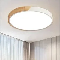 style home LED Deckenleuchte Metall Deckenlampe 12W/24W/36W/48W/96W, Runde/Quadratisch, LED fest integriert, 48W Holzlampe, Ø50x4cm, Runde, für Wohnzimmer Schlafzimmer Büro