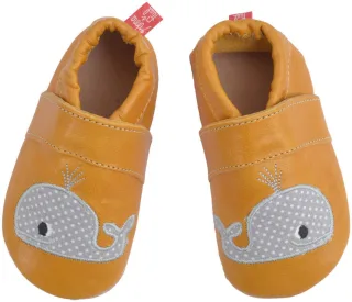 Anna und Paul Leder-Krabbelschuh Wal mit Ledersohle