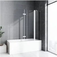 Boromal Badewannenaufsatz Duschwand für Badewanne Badewannenfaltwand 3 teilige mit Haltestange, beidseitig Nano Beschichtung, 6mm Sicherheitsglas, Klarglas, Links- oder Rechtsmontage, mit Hebe- / Senkfunktion
