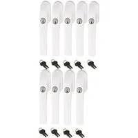 ABUS Fenstergriff Abus FG300 abschließbarer Fenstergriff weiß, silber, braun, 9er Set, abschließbar, Kindersicherung
