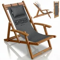 Juskys Gartenliege Tavira, 1er Set, 1 St., Verstellbare Lehne, Klappbar, Abnehmbares Kopfkissen