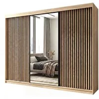 A&J MöbelLand GmbH Schiebetürenschrank FARA 200 cm, mit 4 Schubladen, Spiegel, 3D Lamellen (TOP ANGEBOT! Geräumiger Schrank mit einer Breite von 200 cm und Spiegel, ideal zur Aufbewahrung von Kleidung und Accessoires. 4 Schubladen und viel Stauraum. 