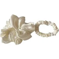 orignee Haargummi Seiden-Scrunchies 2er(1S+1L) – 100 % Seide, kein Knick, 2-tlg., Kein Knick in den Haaren. Weniger Haarbruch und Reizschäden.