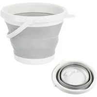 CEPEWA Falteimer Falteimer 5l grau weiß Ø24x6cm Kunststoff Eimer faltbar mit Henkel