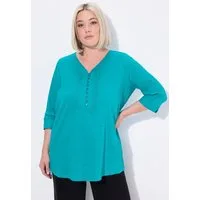 Ulla Popken Tunika Bubble-Tunika Biesen Herzausschnitt 3/4-Arm