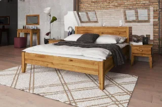 Schlafzimmerbett Bett Massivholzbett LENNES Nr.7 Eiche 180x200 cm