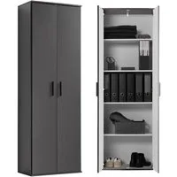 mokebo Mehrzweckschrank Der Lange (60x180 cm, mit 4 Einlegeböden) Made in Germany, Aktenschrank, Flurschrank, Schuhschrank in Anthrazit