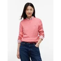 Tommy Hilfiger Rundhalspullover CO CABLE C-NK LS SWEATER Baumwolle, mit Zopfmuster, Regular Fit