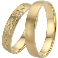 Firetti Trauring Schmuck Geschenk Gold 375 Hochzeit Ehering "LIEBE" Sterne, Made in Germany, wahlweise mit oder ohne Brillanten