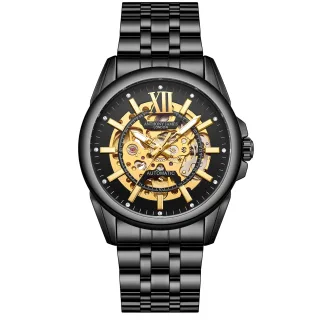 Handmontierte Anthony James Limited Edition Mystique Automatische Schwarze Uhr