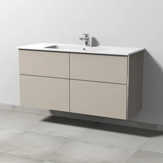 Sanipa 3way Waschtischunterbau zu Duravit ME by Starck Waschtisch mit 4 Auszügen, Kaschmir-Matt BP7271U