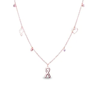 Luxenter, 925er Sterlingsilber und rosa Turmalin mit rhodinierten Zirkonen als Halskette