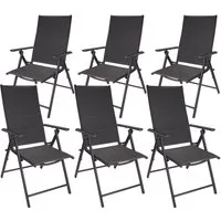 BRUBAKER Gartenstuhl Riva Stuhl mit 7-Fach verstellbarer Rückenlehne (Set, 6 St), Gartenstühle - Faltstühle klappbar - wetterfeste Klappstühle