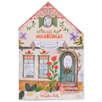 Moulin Roty Malvorlage Minouchkas Malbuch mit 150 Stickern Mal- und Stickerbuch für kreative (Set, 150-St), Mal- und Stickerbuch