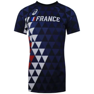 Asics Frankreich Logo Damen Marineblau T-Shirt