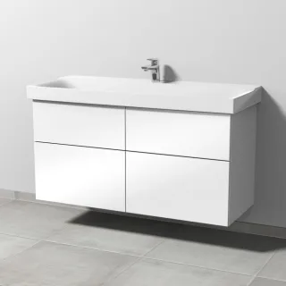 Sanipa 3way Waschtischunterbau zu Geberit Xeno2 Waschtisch mit 4 Auszügen, Weiß-Glanz SF66478