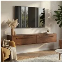 IDIMEX Lowboard TECCA, Sideboard mit 2 Türen aus Massivholz wandmontage Kastanie Finish