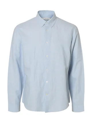 SELECTED MEN - SLMCLAUS-CLAY LINENBLEND REG LS SHT NOOS Dusty Blue - Gr. - XL