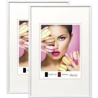 IDEAL TREND Bilderrahmen 2er 3er 5er Pack Photo Style Set Bilderrahmen Wanddeko Collage Poster, für 2 Bilder (2 St), Hochwertiger Kunststoffrahmen halbrunde Leiste Echtglas MDF-Rückwand