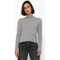 SASSYCLASSY Langarmshirt Rippstrickoberteil mit Stehkragen Damen Figurbetonter Feinstrickpullover mit Viskoseanteil Grau Beige Rosa