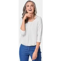 GOLDNER Kurzarmbluse Kurzgröße: Chiffon-Shirt mit 3/4-Arm, Rundhals Damen Sommerbluse, Halbarm, Feierlich, weich, Kunstfaser, Chiffon