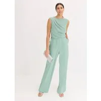 bonprix Overall leicht glänzender Satin, Drapierung im Oberteil, weites Hosenbein
