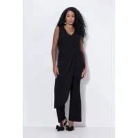 Ulla Popken Marlene-Hose Jumpsuit Glitter weites Bein V-Ausschnitt ärmellos