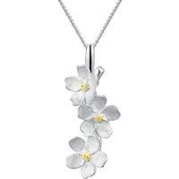 Runde Perlé Kette mit Anhänger zarte Vergissmeinnicht Blumen, handgefertigter Anhänger Halskette, 925er Silber, 18K Gold