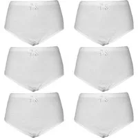 TEXEMP Taillenslip 6er Pack Damen Slips Baumwolle Slip Schlüpfer Höschen Unterhosen Weiß (Packung, 6-St) Langlebig & Robust