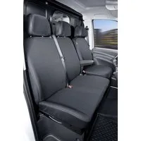 WALSER Autositzbezug Transporter Vito Passform, 1 Einzelsitzbezug vorne mit Ausnehmung Armlehne, 1 Doppelbankbezug vorne, 3 Kopfstützenbezüge, 7-tlg.