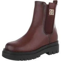 Ital-Design Damen Chelsea Freizeit Plateaustiefelette (92355135) Blockabsatz Stiefeletten in Weinrot