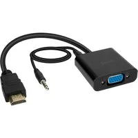 Speedlink HQ HDMI auf VGA Adapter Audio + Video Konverter Video-Adapter HDMI-Stecker zu 3,5-mm-Klinkenstecker, für PC Notebook Beamer TV Laptop