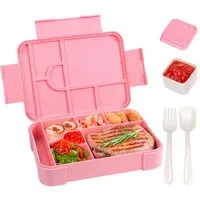 Agger Lunchbox Brotdose Kinder mit Fächern, 1330ML Jausenbox Kinder (Löffel & Gabel), Kinder Brotdose,Kinderfreundliche Verriegelung,BPA-Frei,Auslaufsicher