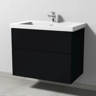 Sanipa 3way Waschtischunterbau zu Villeroy & Boch Subway 3.0 Waschtisch mit 2 Auszügen, Schwarz-Matt SF84808