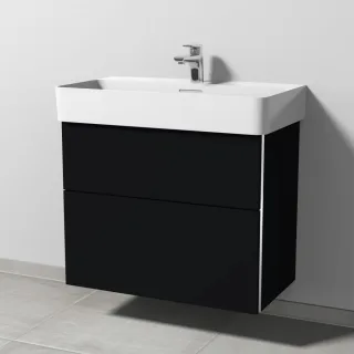 Sanipa 3way Waschtischunterbau zu Laufen VAL Waschtisch mit 2 Auszügen, Schwarz-Matt BS82308