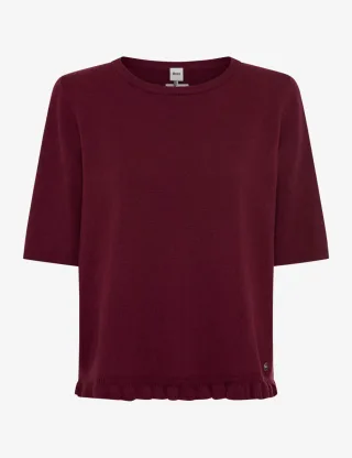 BRAX - Strickshirt mit Volantsaum lila - Gr. - 40