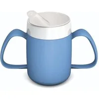 Ornamin Schnabelbecher 2-Henkel-Becher mit Trink-Trick und Schnabelaufsatz/ Trinkaufsatz, 2-tlg., Kunststoff, Trinkhilfe l Alltagshilfe l Schnabeltasse l BPA-frei l Made in Germany