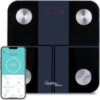 Casativo Körper-Analyse-Waage Digitale 14in1 Personenwaage mit grossem LED Display, aus Glas, Bluetooth & App, max. 180 kg