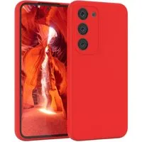 EAZY CASE Handyhülle Premium Silikon Case für Samsung Galaxy S23 6,1 Zoll, Smart Slimcover mit Displayschutz Handy Softcase Silikonhülle Etui Rot
