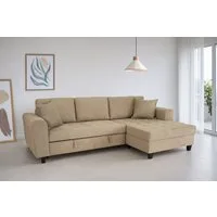 Trends by HG Ecksofa Moritz L-Form, B: 265 cm, mit Bettfunktion, Bettkasten & Zierkissen