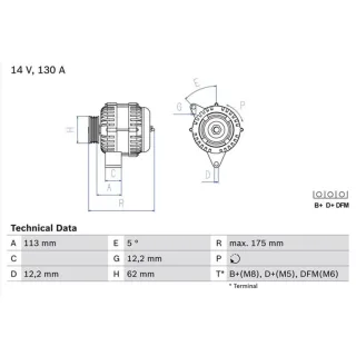 Bosch Lichtmaschine 130A 0986048801 Opel Astra Signum Vectra Zafira Saab 9-3 1,9