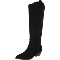 Ital-Design Elegante Damenstiefel mit hohem Schaft und Komfort Westernstiefel (90515114) Blockabsatz Flache Stiefel in Schwarz