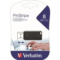 Verbatim USB-Stick Pin Stripe, 8 GB USB-Stick (Lesegeschwindigkeit 10,00 MB/s)
