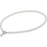 Gaura Pearls Perlenkette weiß, rund, Designverschluss, 5 mm, Zirkonia, 45 cm, 925er Sterlingsilber, rhodiniert