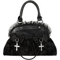 Banned Handtasche Sanctum Velvet Schwarz, Samt Gothic Goth Grufti