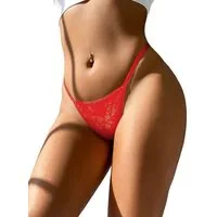 CHRISTINE LE DUC String Christine - Spitzen-Tanga - Rot