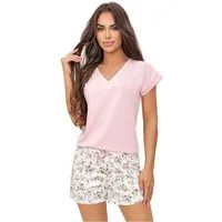 Donna Shorty Emilia (Set, 2 tlg., 2-teilig) Damen Pyjama 2-teilig Shorty Schlafanzug V-Ausschnitt Baumwolle